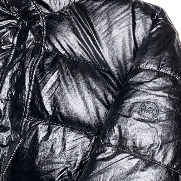 **NWT** MICHAEL KORS Black Belted Puffer Jacket/Coat with Fur Hood 1X - Picture 7 of 8
